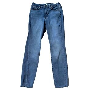 Good American Jeans Women's 6/28x29 Blue Good‎ Legs Skinny Raw Hem Stretch Denim